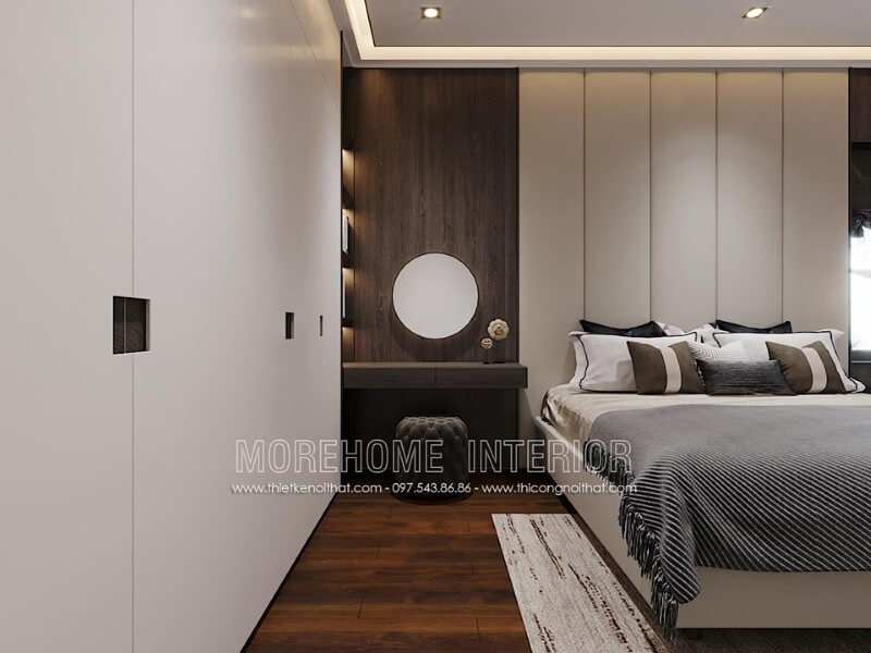 Tủ quần áo gỗ An Cường sơn trắng hiện đại đẹp, sang trọng tạo góc nhìn ấn tượng cho phòng ngủ. thiết kế chung cư