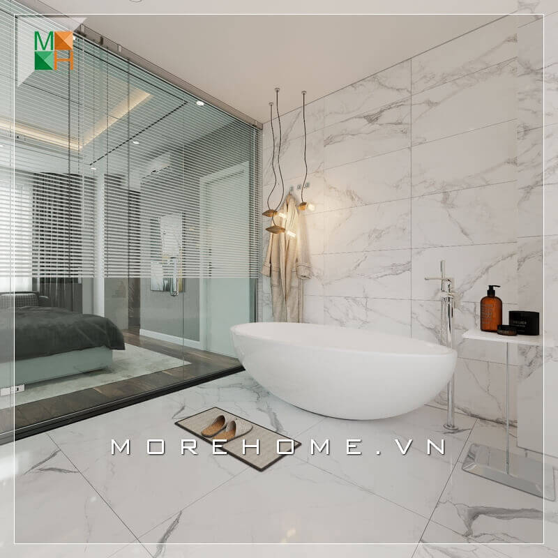 Ấn tượng mẫu phòng ngủ đẹp hiện đại thiết kế mở có phòng tắm kết hợp nhà vệ sinh sang trọng cho nhà phố, biệt thự, chung cư. thiết kế chung cư