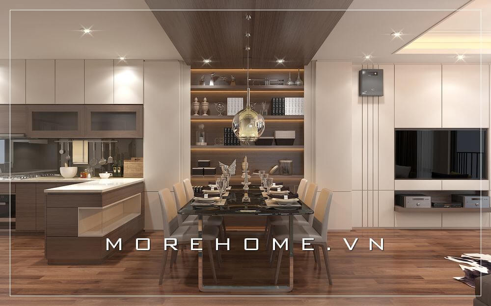 Mẫu bàn ăn 6 ghế gỗ hiện đại, đơn giản cho phòng ăn chung cư Thiết kế phòng ăn chung cư đẹp và sang trọng