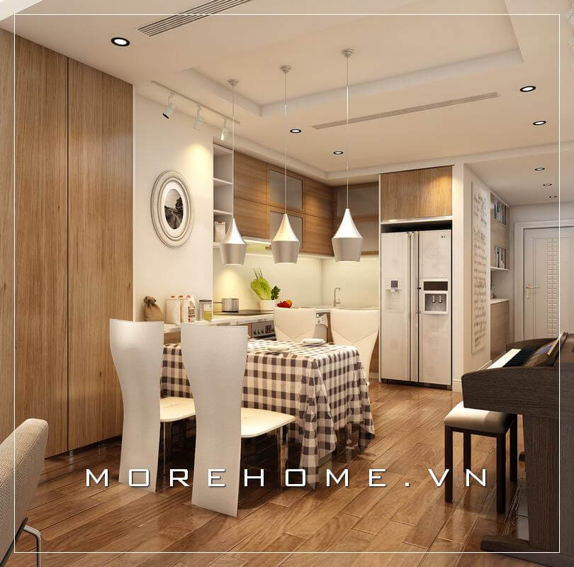 Mẫu bàn ăn gỗ hiện đại, đơn giản cho phòng bếp chung cư Thiết kế phòng ăn chung cư đẹp và sang trọng