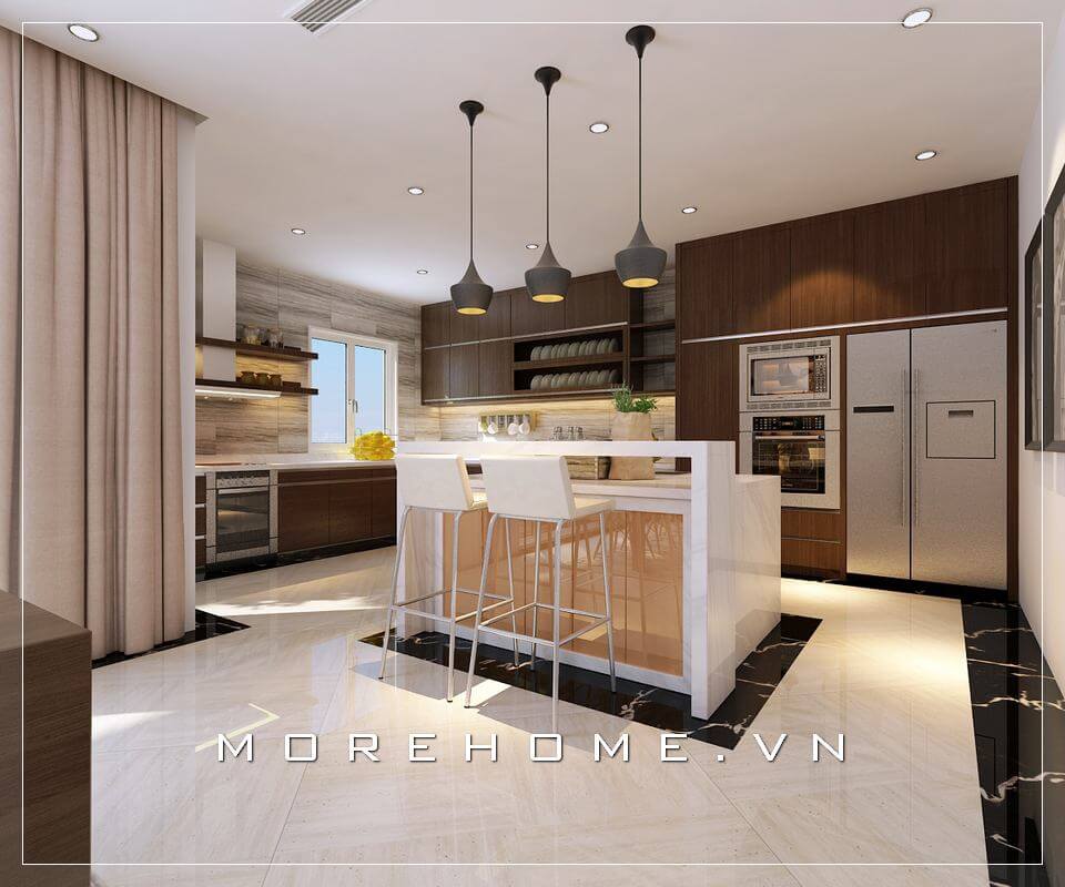 Thiết kế nội thất gỗ công nghiệp đơn giản, hiện đại và tiện nghi cho phòng bếp chung cư Thiết kế chung cư